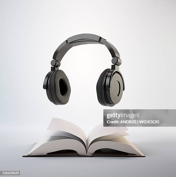 audio book, artwork - headphones stock illustrations