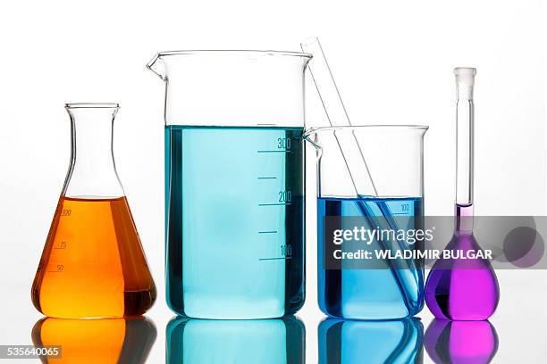 various lab glassware - glass beaker stock pictures, royalty-free photos & images