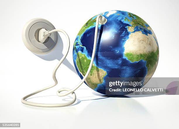 earth with an electrical socket, artwork - plug and socket stock illustrations