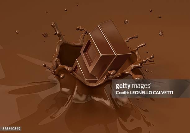 stockillustraties, clipart, cartoons en iconen met chocolate splashing into milkshake - chocolademilkshake