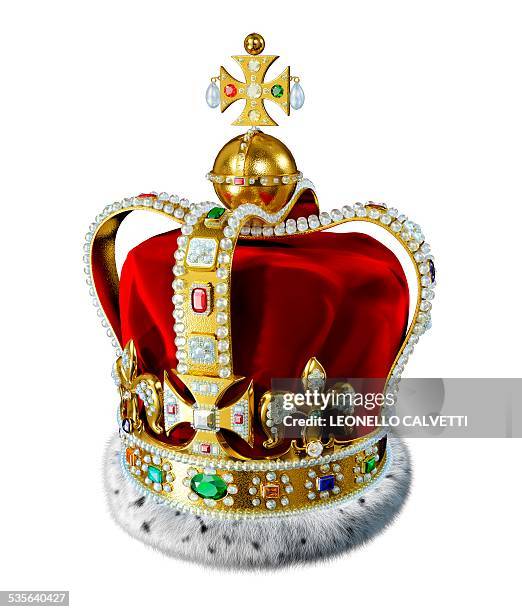 illustrazioni stock, clip art, cartoni animati e icone di tendenza di crown with jewels, artwork - crown