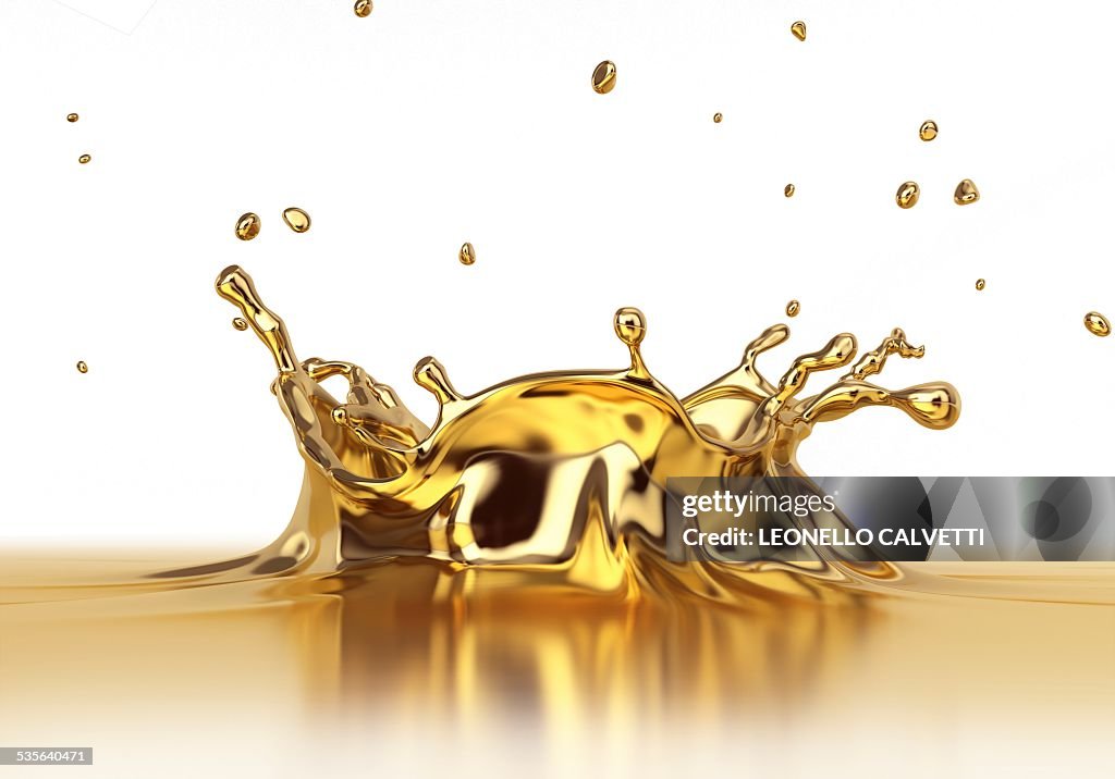 Gold liquid splashing, artwork