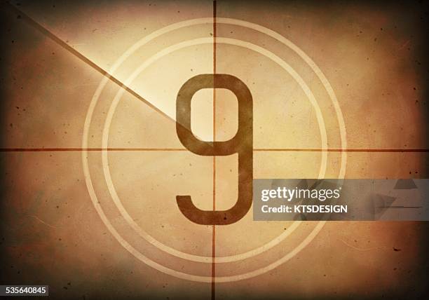 stockillustraties, clipart, cartoons en iconen met vintage movie countdown, illustration - ninth