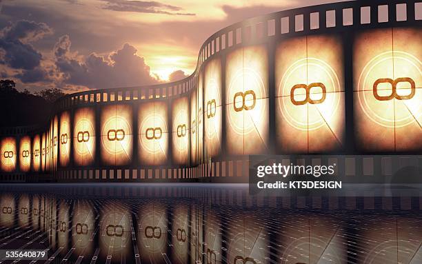 movie reel at sunset, illustration - number 8 stock illustrations