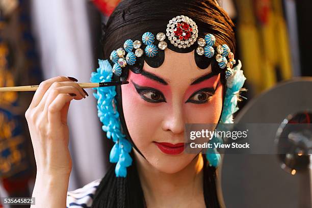 close-up of actress - chinese opera makeup stock pictures, royalty-free photos & images