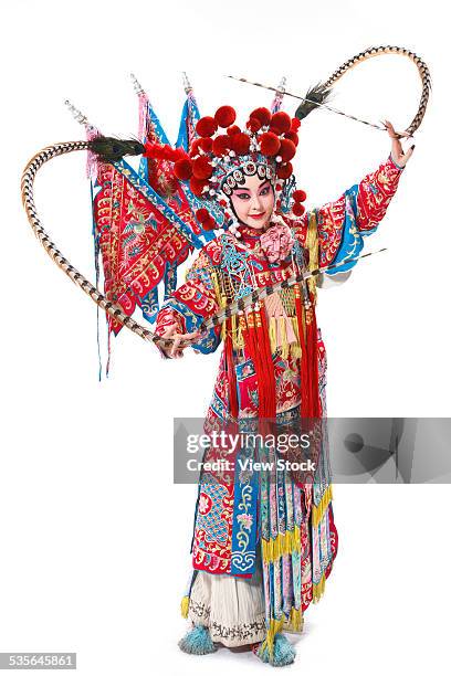 portrait of beijing opera actor actress - chinese opera makeup stock pictures, royalty-free photos & images