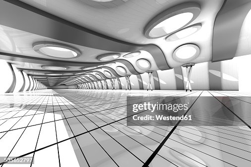 Futuristic empty rooum with skylights, 3D Rendering Futuristic empty rooum with skylights, 3D Rendering