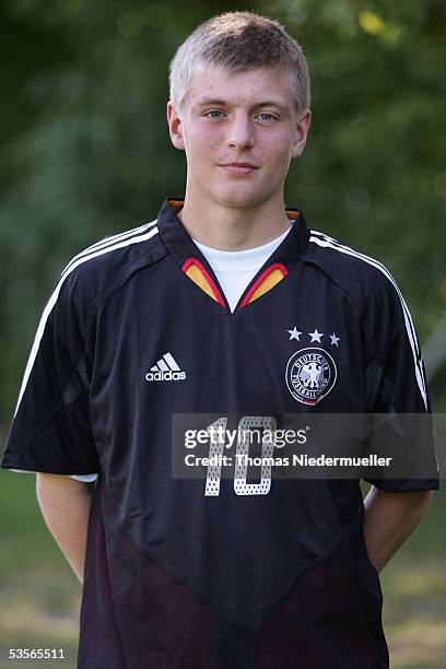 Toni Kroos of Germany poses during a photocall of the Under 17 National Football Team on August 30, 2005 in Ostfildern, Germany.