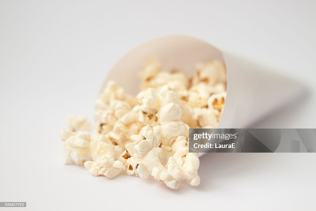 Close up of Pop corn on white background