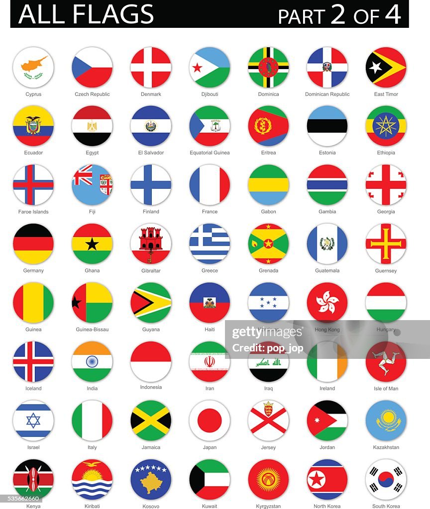 Todo el mundo redondo bandera de iconos PLANA-Ilustración