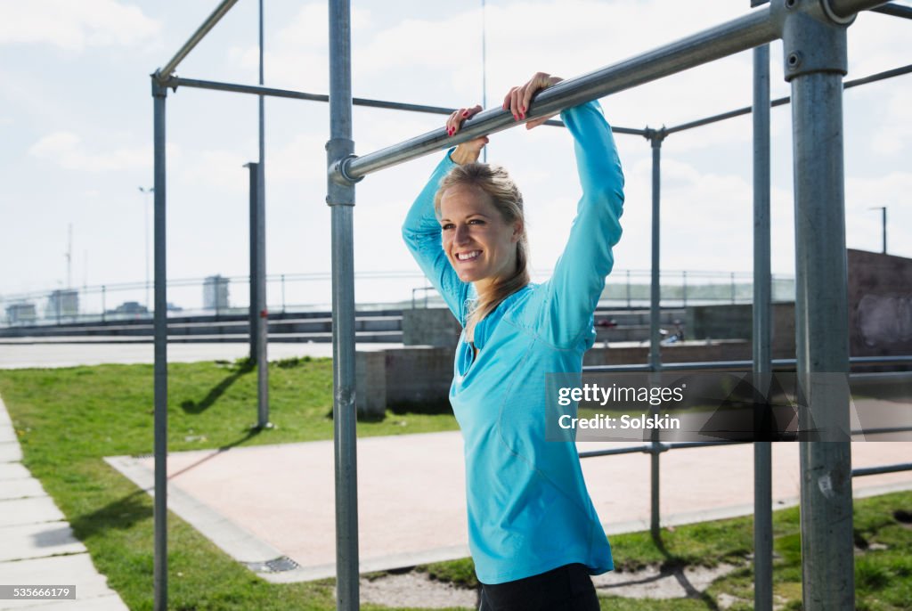 Woman training outside