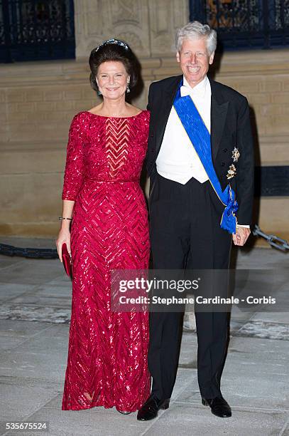 Prince Nicolaus of Liechtenstein and Princess Margaretha of Liechtenstein attend the Gala dinner for the wedding of Prince Guillaume of Luxembourg...