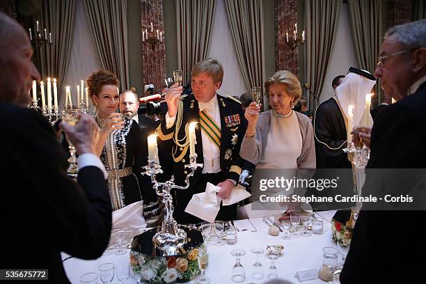 PrincessLalla Salma of Morocco, Prince of Orange of the Netherlands / and Princess Margaretha of Liechtenstein attend the Gala dinner for the wedding...