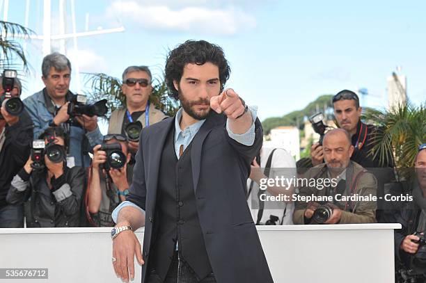 Tahar Rahim attends Le Passe photo call during the 66th Cannes International Film Festival.