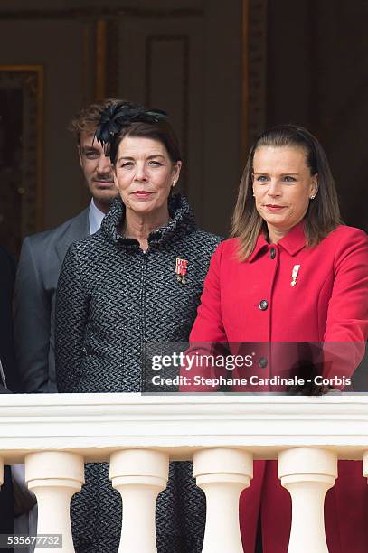 Pierre Casiraghi, Princess Caroline of Hanover and Princess Stephanie of Monaco, at the Balcony Palace during the Monaco National Day Celebrations,...