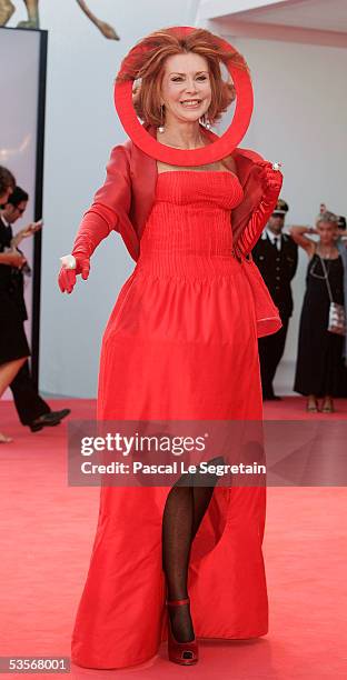 Actress Marina Ripa Di Meana arrives at the Opening Gala and "Seven Swords" Premiere at the Palazzo Del Casino on the first day of the 62nd Venice...