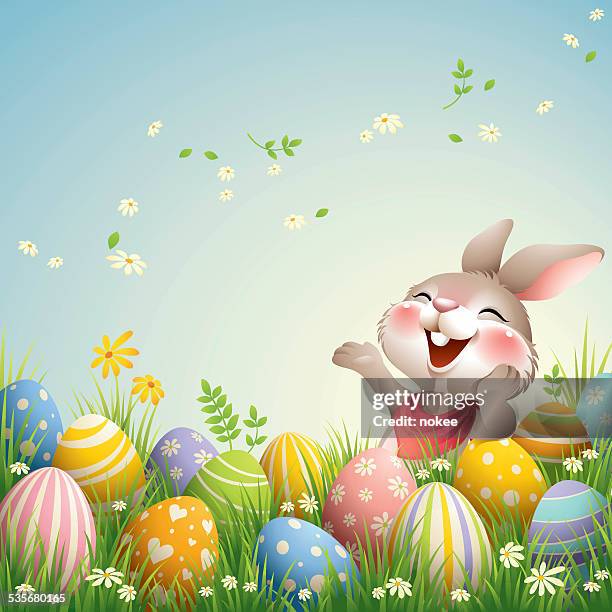 smiley bunny - happy easter - easter bunny stock illustrations