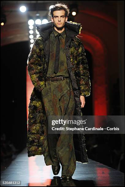 Model walks the runway at the Jean Paul Gaultier Haute Couture show, as part of the Paris Fashion Week Fall/Winter 2011/2012 in Paris.