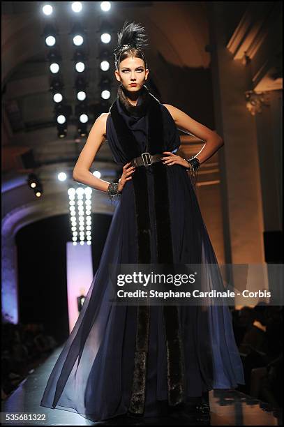 Model walks the runway at the Jean Paul Gaultier Haute Couture show, as part of the Paris Fashion Week Fall/Winter 2011/2012 in Paris.