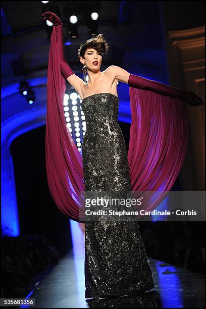 Model walks the runway at the Jean Paul Gaultier Haute Couture show, as part of the Paris Fashion Week Fall/Winter 2011/2012 in Paris.