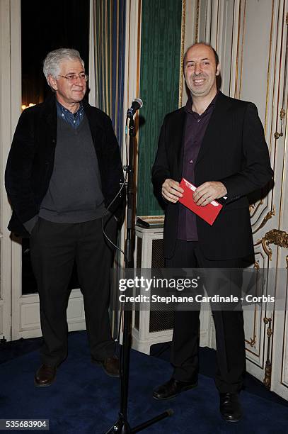 Cedric Klapisch and Jacques Fansten attend the Henri-Jeanson Prize 2009 ceremony in Paris.
