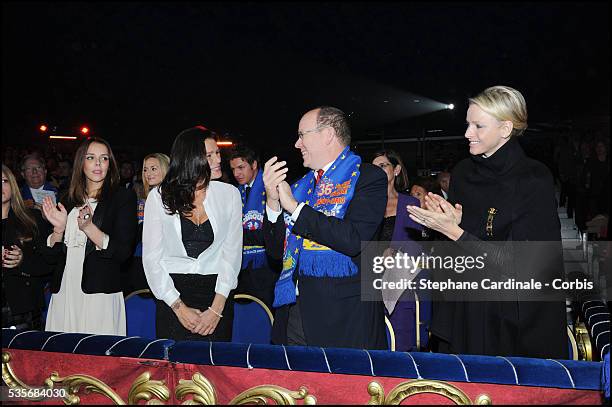 Pauline Ducruet, Princess Stephanie of Monaco, Prince Albert II of Monaco and Princess Charlene of Monaco attend the Opening Ceremony of the 36th...