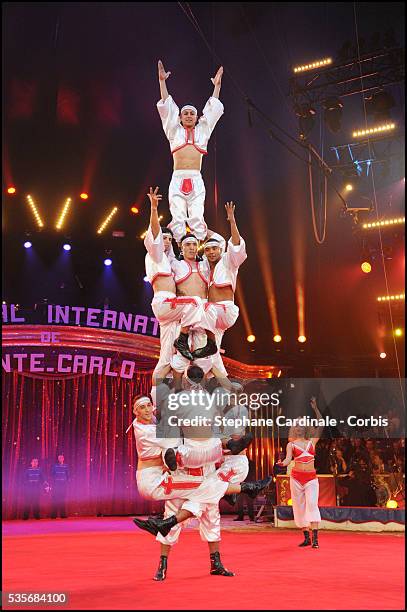 Circus artists perform during the Opening Ceremony of the 36th International Circus Festival of Monte-Carlo, in Monaco.