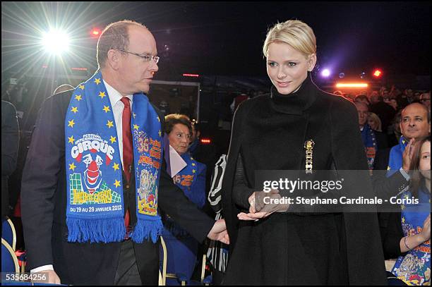 Princess Charlene of Monaco and Prince Albert II of Monaco attend the Opening Ceremony of the 36th International Circus Festival of Monte-Carlo, in...