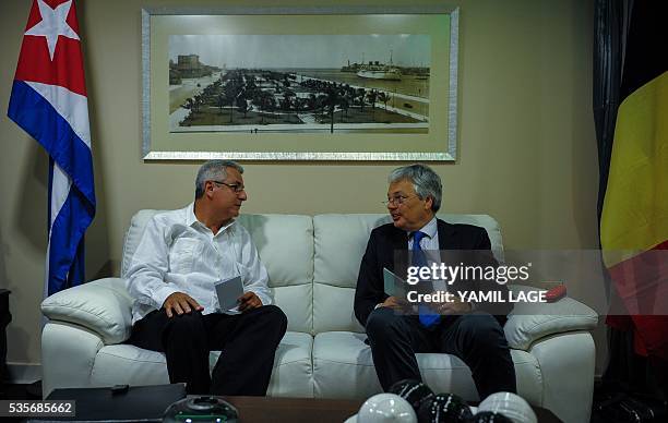 Didier Reynders , Deputy Prime Minister of Belgium and Minister of Foreign Affairs and European Affairs is received by Cuban director for Europe and...