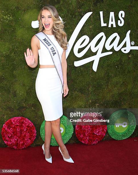 Miss USA 2015 Olivia Jordan attends the launch event for the Las Vegas official Snapchat channel at The Venetian Las Vegas on May 29, 2016 in Las...