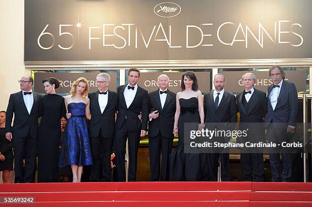 Martin Katz, Emily Hampshire, Sarah Gadon, David Cronenberg, Robert Pattinson, Juliette Binoche, Don DeLillo, Paul Giamatti and Paulo Branco at the...