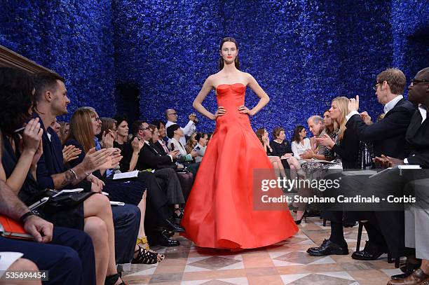 Model walks the runway during the Christian Dior Haute-Couture show as part of Paris Fashion Week Fall / Winter 2013.