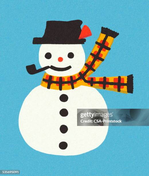 snowman on a blue background - snowman stock illustrations