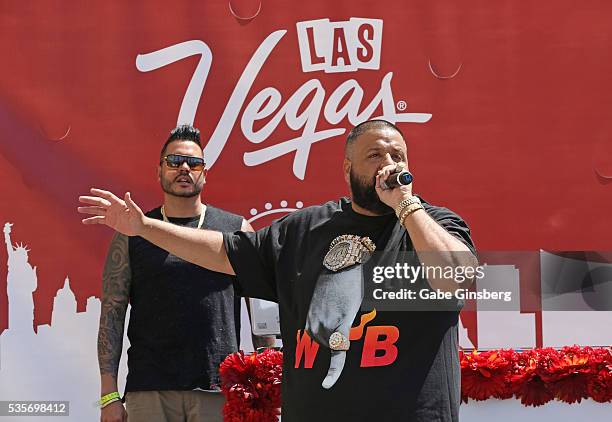 Khaled speaks during a launch event for the Las Vegas official Snapchat channel at The Venetian Las Vegas on May 29, 2016 in Las Vegas, Nevada.