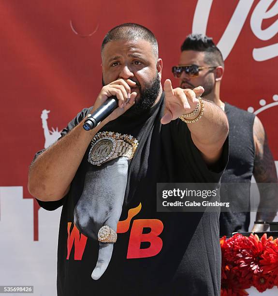 Khaled speaks during a launch event for the Las Vegas official Snapchat channel at The Venetian Las Vegas on May 29, 2016 in Las Vegas, Nevada.