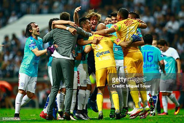 Players of Pachuca celebrate after winning the championship in the Final second leg match between Monterrey and Pachuca as part of the Clausura 2016...