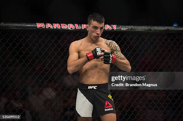 Thomas Almeida prepares for the round to begin before facing Cody Garbrandt in their bantamweight bout during the UFC Fight Night event inside the...