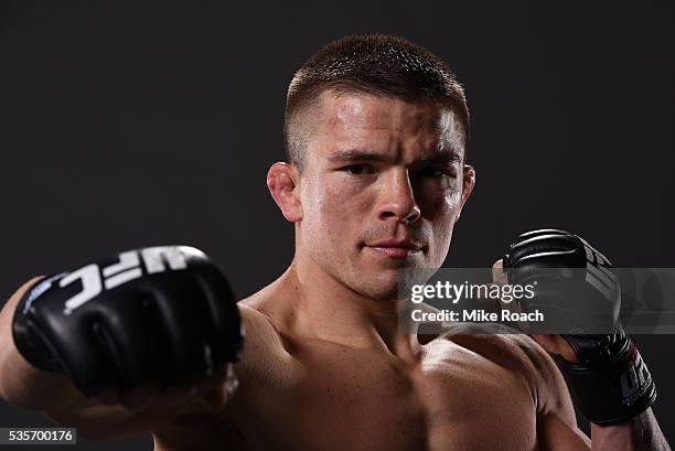 Rick Story poses for a post fight portrait backstage during the UFC Fight Night Event inside the Mandalay Bay Events Center on May 29, 2016 in Las...