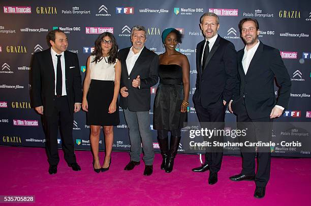 Patrick Timsit, Geraldine Nakache, Alain Chabat, Aissa Maiga, Lambert Wilson and Fred Testot attend the Trophees Du Film Francais 20th Ceremony at...