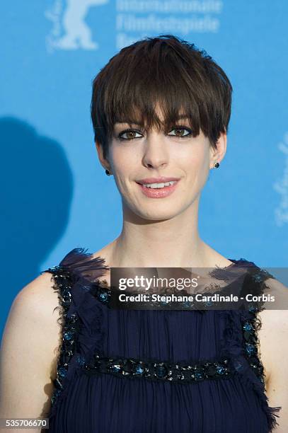 Anne Hathaway attends the Les Miserables Photocall during the 63rd Berlinale International Film Festival at Grand Hyatt Hotel in Berlin.