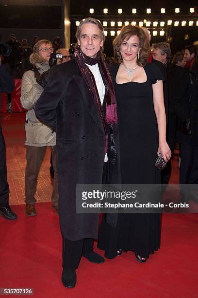 Actor Jeremy Irons and actress Martina Gedeck attend the 'Night Train to Lisbon' Premiere during the 63rd Berlinale International Film Festival at...