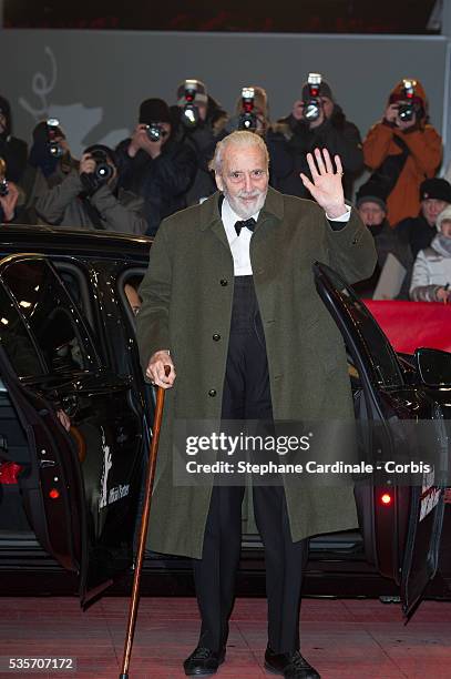 Actor Christopher Lee attends the 'Night Train to Lisbon' Premiere during the 63rd Berlinale International Film Festival at Berlinale Palast, in...