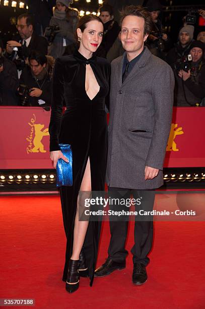 Julia Malik and August Diehl attend the 'Night Train to Lisbon' Premiere during the 63rd Berlinale International Film Festival at Berlinale Palast,...