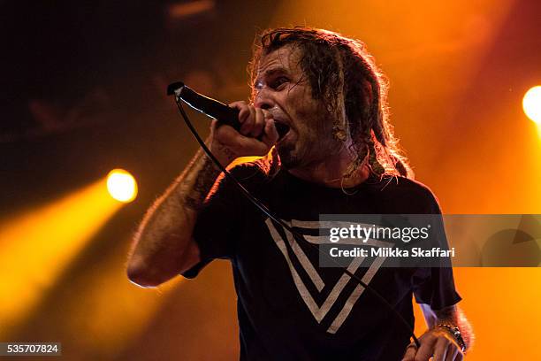 Vocalist Randy Blythe of Lamb Of God performs at Fox Theater on May 29, 2016 in Oakland, California.