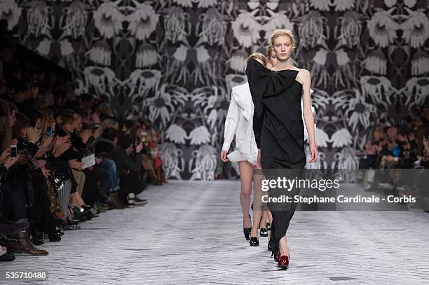 Model walks the runway during the Viktor&Rolf Fall/Winter 2013/14 Ready-to-Wear show as part of Paris Fashion Week, in Paris