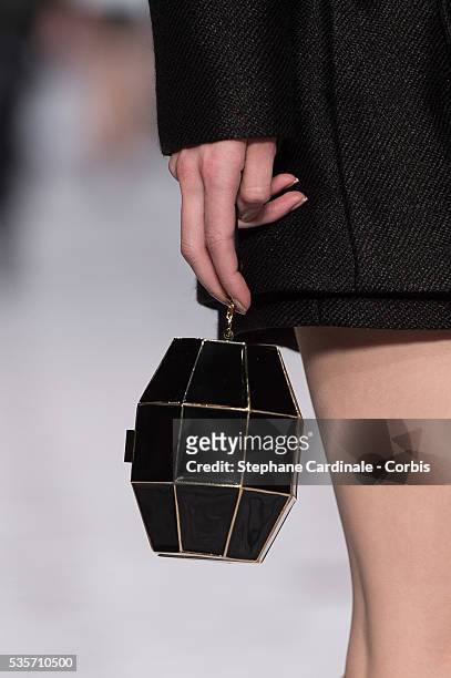 Handbag detail is seen as a model walks the runway during the Viktor&Rolf the Viktor&Rolf Fall/Winter 2013/14 Ready-to-Wear show as part of Paris...