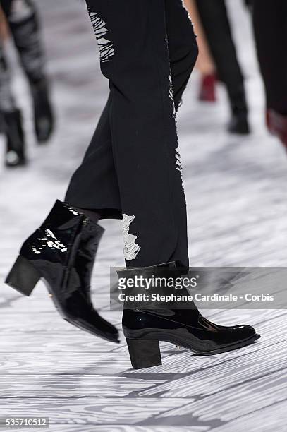 Shoe detail is seen as a model walks the runway during the Viktor&Rolf Fall/Winter 2013/14 Ready-to-Wear show as part of Paris Fashion Week, in Paris