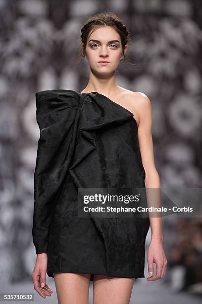 Model walks the runway during the Viktor&Rolf Fall/Winter 2013/14 Ready-to-Wear show as part of Paris Fashion Week, in Paris