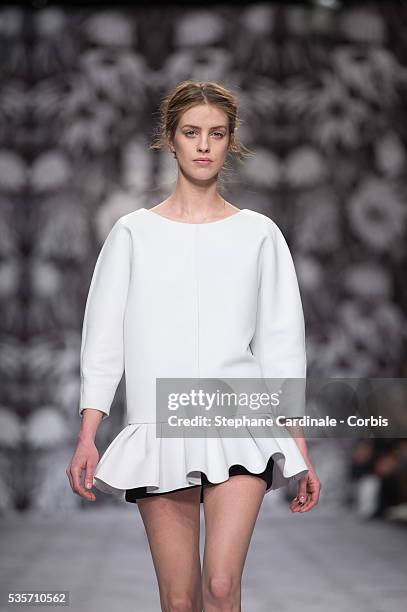 Model walks the runway during the Viktor&Rolf Fall/Winter 2013/14 Ready-to-Wear show as part of Paris Fashion Week, in Paris