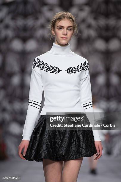 Model walks the runway during the Viktor&Rolf Fall/Winter 2013/14 Ready-to-Wear show as part of Paris Fashion Week, in Paris